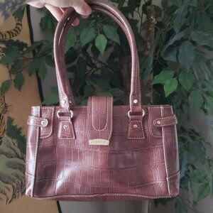 trendy y2k liz claiborne shoulder bag faux crocodile